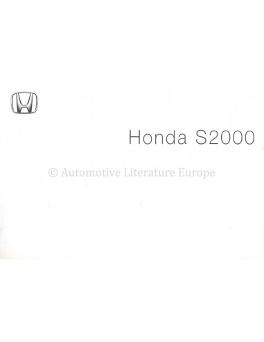 2002 HONDA S2000 INSTRUCTIEBOEKJE ENGELS