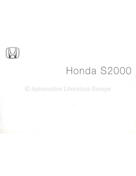 2002 HONDA S2000 OWNER'S MANUAL HANDBOOK ENGLISH
