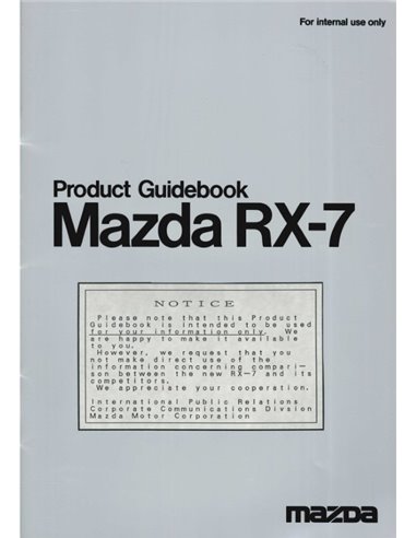1992 MAZDA RX-7 PRODUCT GUIDEBOOK BROCHURE ENGLISH