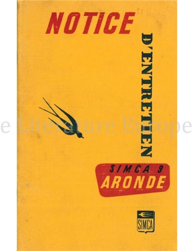 1954 SIMCA 9 ARONDE OWNERS MANUAL FRENCH