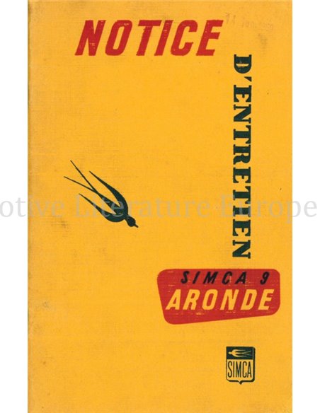 1954 SIMCA 9 ARONDE INSTRUCTIEBOEKJE FRANS