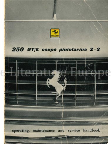 1963 FERRARI 250 GT/E COUPE PININFARINA 2+2 BETRIEBSANLEITUNG ENGLISCH