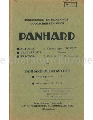 1949 PANHARD DIESELMOTOR INSTRUCTIEBOEKJE NEDERLANDS