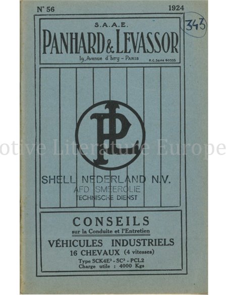 1924 PANHARD & LEVASSOR BETRIEBSANLEITUNG FRANZÖSISCH