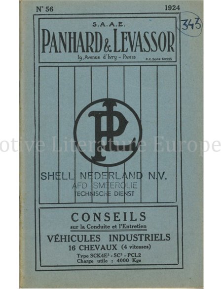 1924 PANHARD & LEVASSOR OWNERS MANUAL FRENCH