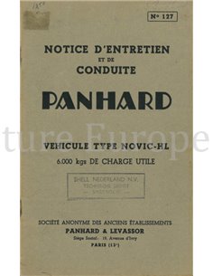 1949 PANHARD & LEVASSOR NOVIC-HL INSTRUCTIEBOEKJE FRANS