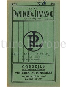 1926 PANHARD & LEVASSOR BETRIEBSANLEITUNG FRANZÖSISCH