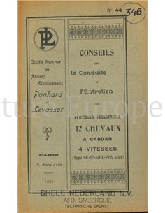 1921 PANHARD & LEVASSOR INSTRUCTIEBOEKJE FRANS