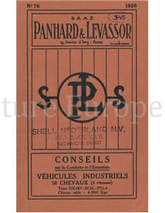 1926 PANHARD & LEVASSOR INDUSTRIAL VEHICLES BETRIEBSANLEITUNG FRANZÖSISCH