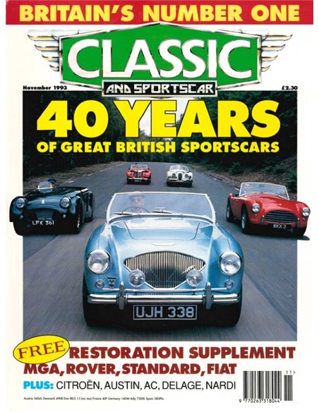 1993 CLASSIC AND SPORTSCAR MAGAZINE NOVEMBER ENGLISH