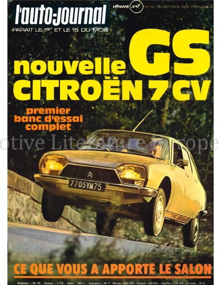 1972 L'AUTO-JOURNAL MAGAZIN 18 FRANZÖSISCH