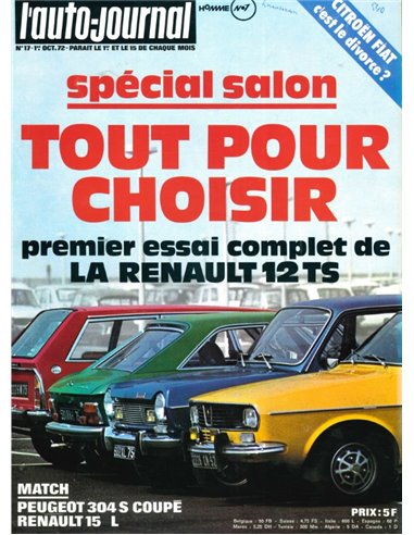 1972 L'AUTO-JOURNAL MAGAZIN 17 FRANZÖSISCH