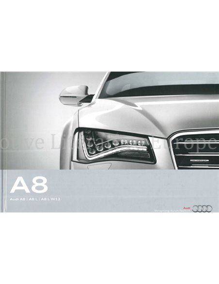 2011 AUDI A8 L W12 HARDBACK BROCHURE DUTCH