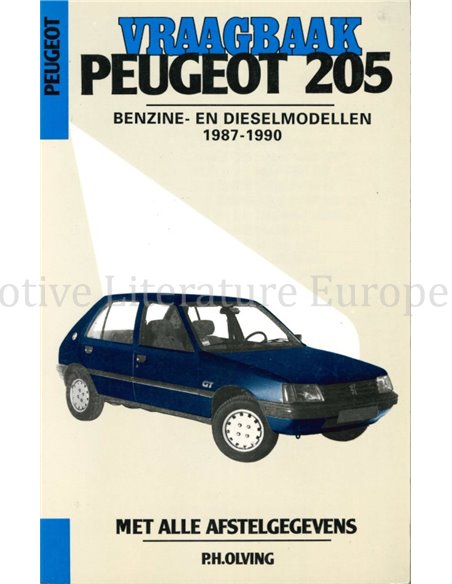 1987 - 1990 PEUGEOT 205 BENZINE DIESEL VRAAGBAAK NEDERLANDS