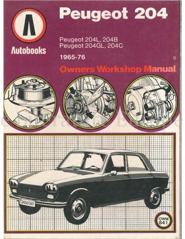 1965 - 1976 PEUGEOT 204 BETRIEBSANLEITUNG ENGLISCH