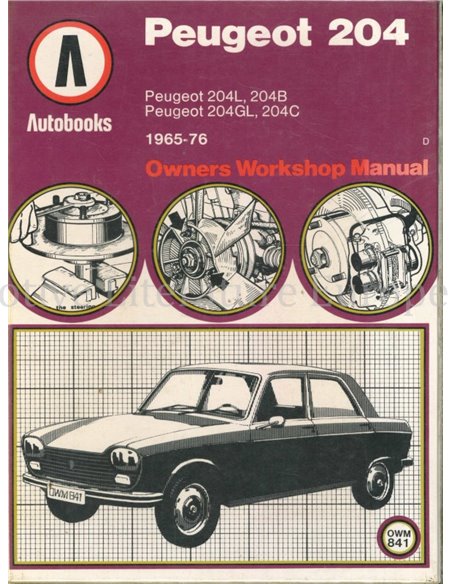 1965 - 1976 PEUGEOT 204 BETRIEBSANLEITUNG ENGLISCH