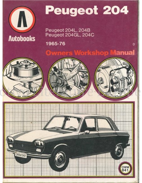 1965 - 1976 PEUGEOT 204 OWNERS MANUAL ENGLISH