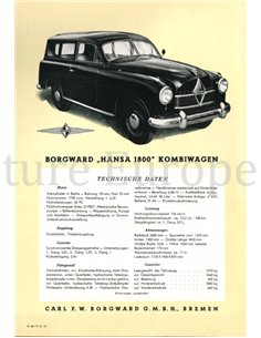 1953 BORGWARD HANSA 1800 KOMBIWAGEN BROCHURE GERMAN