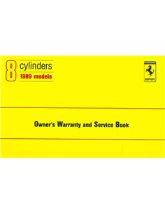 1989 FERRARI 8 CILINDER GARANTIEKAART & SERVICEBOEKJE 565/89