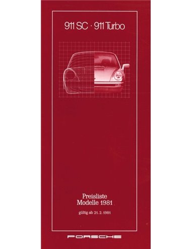 1980 PORSCHE 911 SC | TURBO PRICE LIST GERMAN