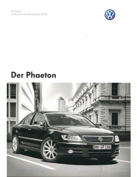 2008 VOLKSWAGEN PHAETON BROCHURE DUITS