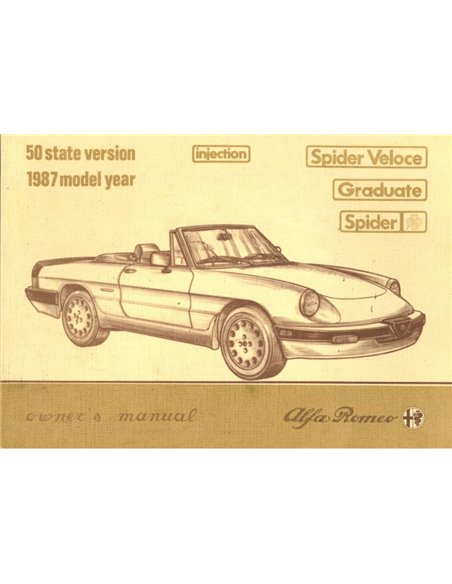 1987 ALFA ROMEO SPIDER OWNERS MANUAL ENGLISH (US)