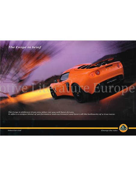 2007 LOTUS EXIGE DATENBLATT ENGLISCH