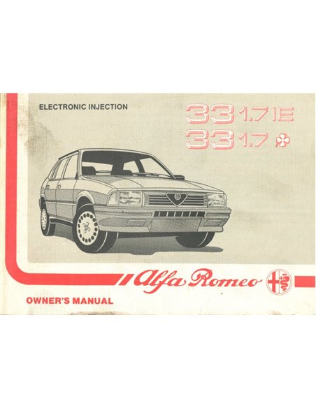 1988 ALFA ROMEO 33 1.7 OWNERS MANUAL ENGLISH