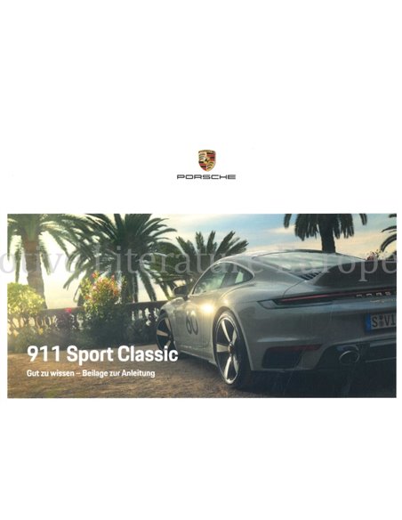2022 PORSCHE 911 SPORT CLASSIC BIJLAGE INSTRUCTIEBOEKJE DUITS