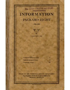 1925 PACKARD EIGHT INSTRUCTIEBOEKJE ENGELS
