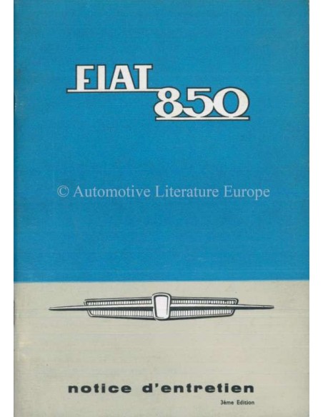 1965 FIAT 850 OWNERS MANUAL FRENCH