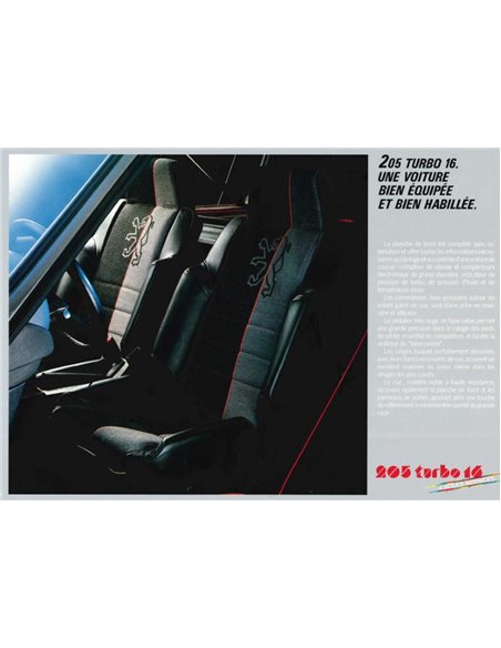 1984 PEUGEOT 205 TURBO 16 (PORFTOLIO) PROSPEKT FRANZÖSISCH