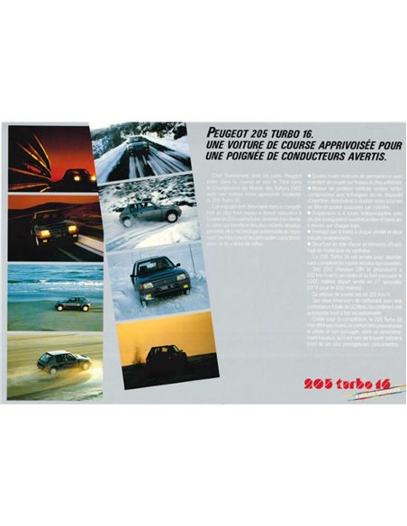 1984 PEUGEOT 205 TURBO 16 (PORTFOLIO) BROCHURE FRANS