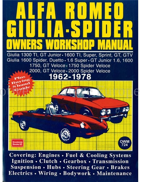 ALFA ROMEO GIULIA - SPIDER OWNERS WORKSHOP MANUAL 1962-1978