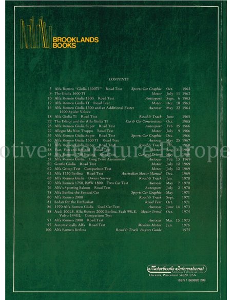 ALFA ROMEO GIULIA BERLINAS 1962 - 1976 (BROOKLANDS ROAD TEST)