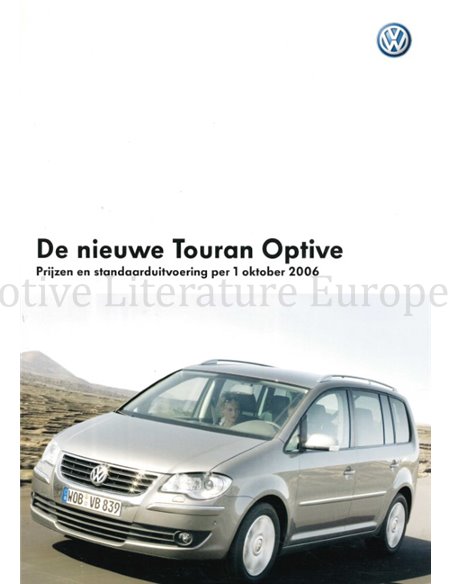 2006 VOLKSWAGEN TOURAN OPTIVE BROCHURE DUTCH
