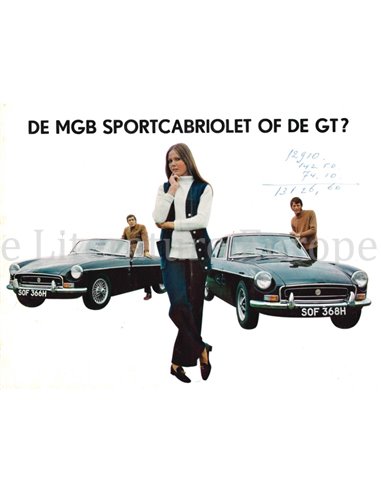 1970 MG MGB GT BROCHURE NEDERLANDS