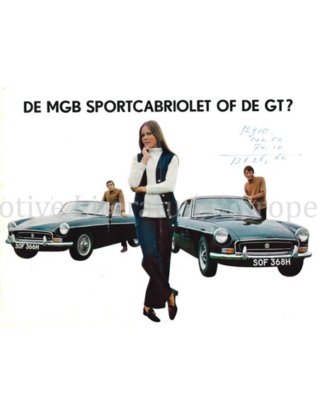 1970 MG MGB GT PROSPEKT NIEDERLÄNDISCH