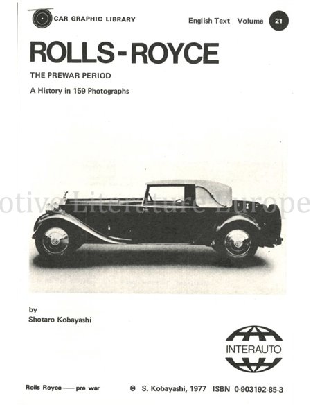 ROLLS-ROYCE - PRE WAR