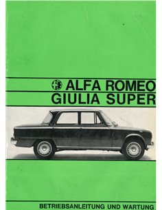1967 ALFA ROMEO GIULIA 1600 SUPER OWNERS MANUAL GERMAN