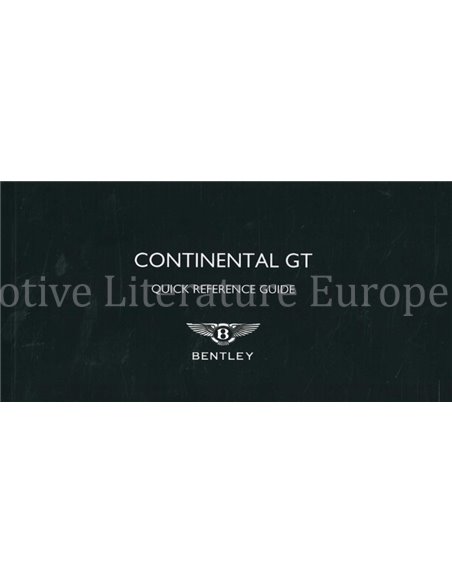 2017 BENTLEY CONTINENTAL GT CONVERTIBLE OWNERS MANUAL ENGLISH