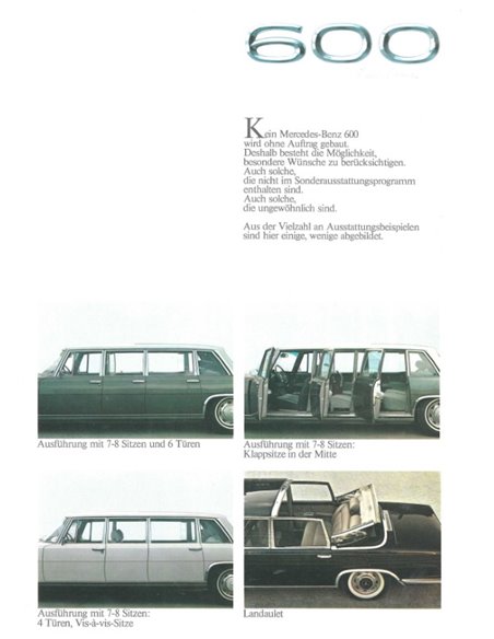 1971 MERCEDES BENZ 600 BROCHURE GERMAN