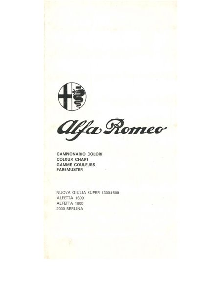 1975 ALFA ROMEO COLOUR CHART BROCHURE