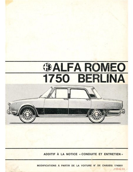 1970 ALFA ROMEO 1750 BERLINA INSTRUCTIEBOEKJE FRANS