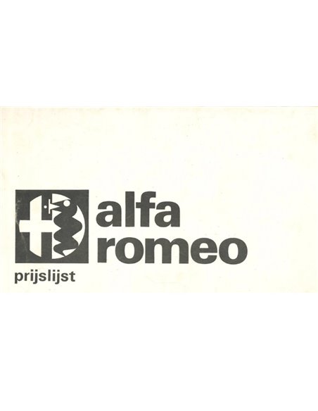1969 ALFA ROMEO PRICE LIST DUTCH
