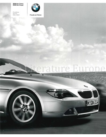 2007 BMW 6 SERIES COUPE & CONVERTIBLE PRICELIST GERMAN