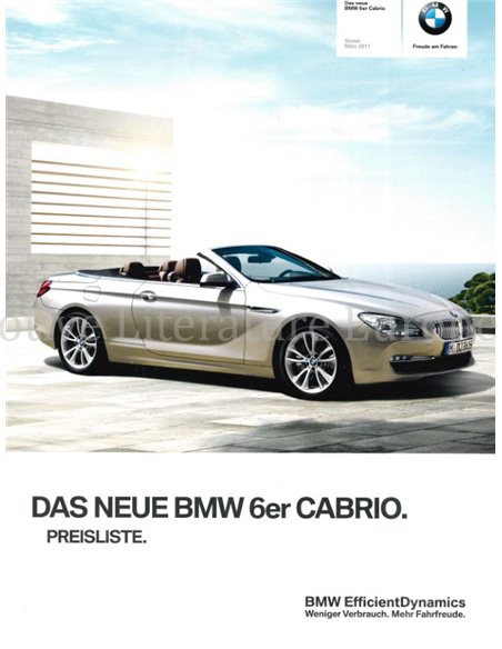 2011 BMW 6 SERIE CABRIO PRICELIJST DUITS