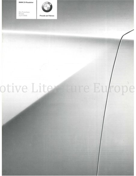 2005 BMW Z4 ROADSTER PREISLISTE DEUTSCH