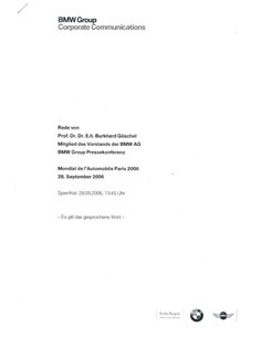 2006 BMW PARIS HARDCOVER PRESSEMAPPE DEUTSCH 2