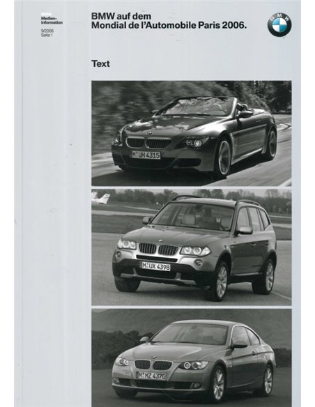 2006 BMW PARIS HARDCOVER PRESSEMAPPE DEUTSCH